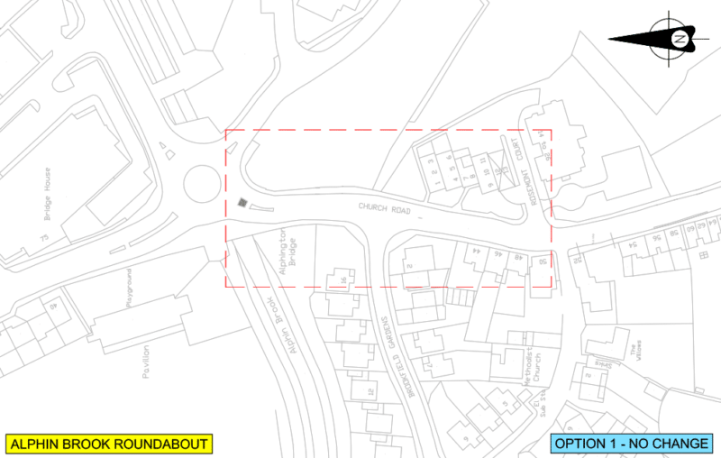 Alphin Brook Roundabout option 1 - full description can be found in content next to this map