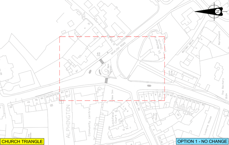 Area around St Michaels and All Angels Church Triangle Option 1 full description can be found in content next to this map 