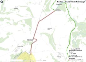 Map showing the indicative alignment of Route 3: Clearbrook to Roborough 
