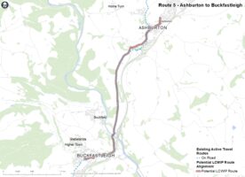 Map showing the indicative alignment of Route 5: Ashburton to Buckfastleigh
