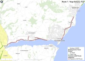 Map showing the indicative alignment of Route 7: Teign Estuary Trail
