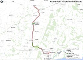 Map showing the indicative alignment of Route 8: Otter Trail 