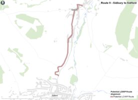 Map showing the indicative alignment of Route 9: Sidbury to Sidford 