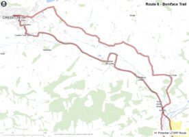 Map showing the indicative alignment of Route 6: Boniface Trail