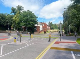 Image shows Option B combination of proposals for the Western Way/Barnfield Road junction. The details of this are bullet pointed in the text body of the webpage.