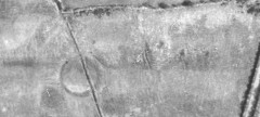 Ringwork on Welsford Moor in 1946, showing the impact of ridges from deep ploughing. RAF/3G/TUD/UK/158 5121 19-APR-1946. English Heritage (RAF photography). Ringwork on Welsford Moor in 1946, showing the impact of ridges from deep ploughing. RAF/3G/TUD/UK/158 5121 19-APR-1946. English Heritage (RAF photography).