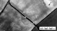 Sub-square ditched enclosure visible as a cropmark to the west of Winscott. MAL/71027 145 27-APR-1971. Reproduced by permission of English Heritage. Sub-square ditched enclosure visible as a cropmark to the west of Winscott. MAL/71027 145 27-APR-1971. Reproduced by permission of English Heritage.