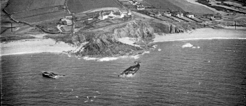 The Wreck of the Louis Sheid three years after it was wrecked off Thurlestone Sand. SX 6742/4 MSO 31279/PO-3092 12-FEB-1942. Historic England (RAF Photography).