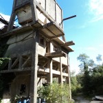 One of the abandoned historic mine buildings at Hemerdon Ball