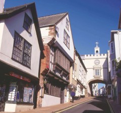 Totnes Fore Street and Eastgate. Photo: Devon County Council.