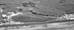 The golf links visible between minefield and anti-glider obstructions on Northam Burrows, with the vehicles of holiday makers in the foreground. RAF/543/1017 PSFO-0122 SS4330/2 10-AUG-1960. English Heritage. RAF Photography.