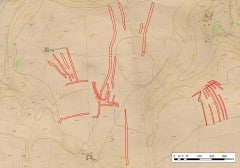 Is this Middle Mullacott Farm? NMP transcription overlain on the 1840 Tithe Map for Ilfracombe and OS Contour data. NMP mapping © English Heritage. Contour data © Crown Copyright and database right 2013. Ordnance Survey 100019783.