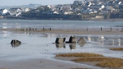 Second World War anti-tank blocks on the Skern, viewed from Northam Burrows in 2013. Photograph: Stephanie Knight.