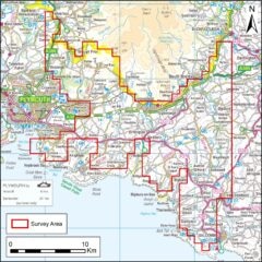 A colour map showing the area of the project extending from Dartmoor in the north to Salcombe in the south-east and Plymouth in the west.