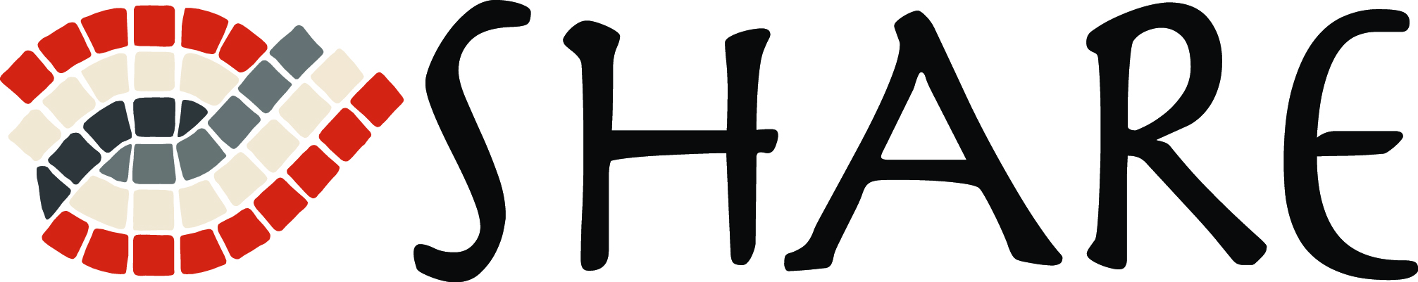 A logo for the SHARE project, depicting a schematic Roman mosaic pattern