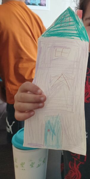 A drawing by an Afghan child of their future house