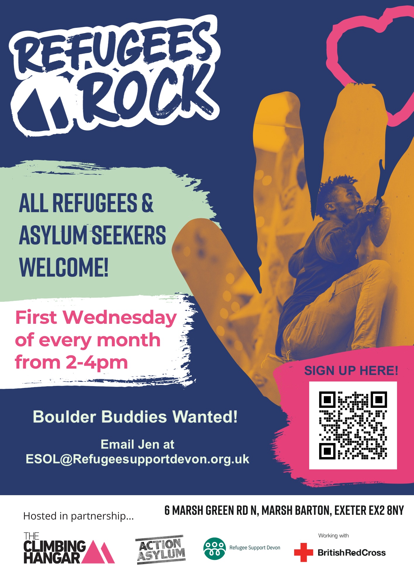 Refugees Rock climbing club - first Wednesday every month from 2-4pm