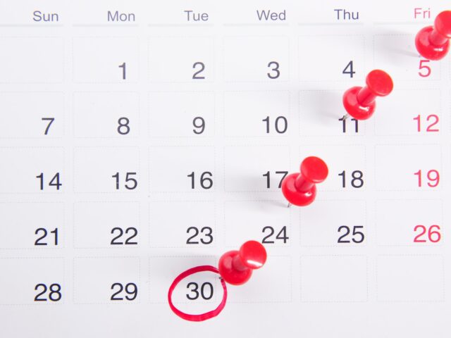calendar with pins in it