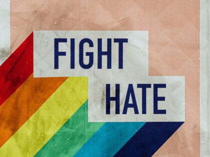 protest poster reading "fight hate"!