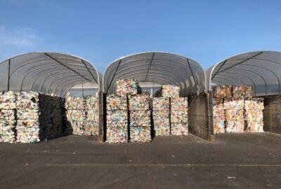 Bales of recycled paper