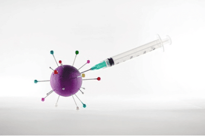 Covid sphere, being injected