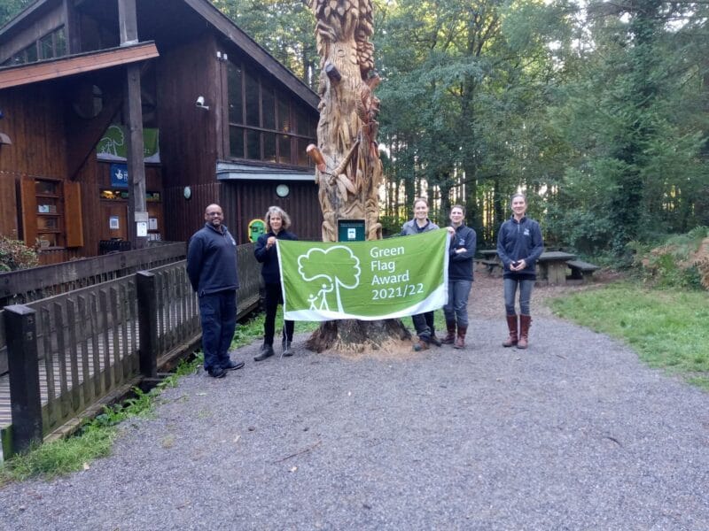 Photo of Stover Country Park staff with the Green Flag Award