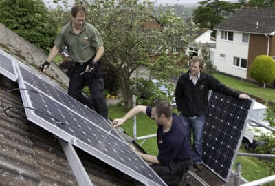 Solar panels being fitted