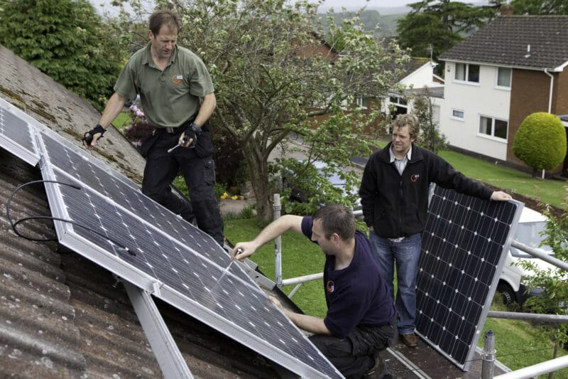 Solar panels being fitted