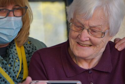 elderly lady with a care worker
