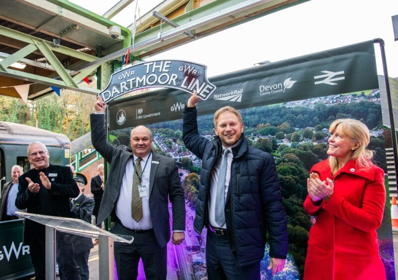 Transport Secretary Grant Shapps officially opens the reinstated Dartmoor Line