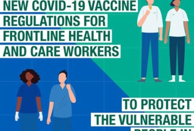 image that says that COVID-19 vaccinations, for health and social care workers, will protect vulnerable people