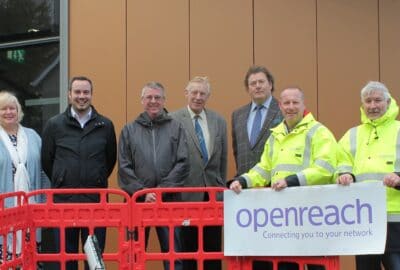 Photo of partners involved in installing fibre broadband in Topsham