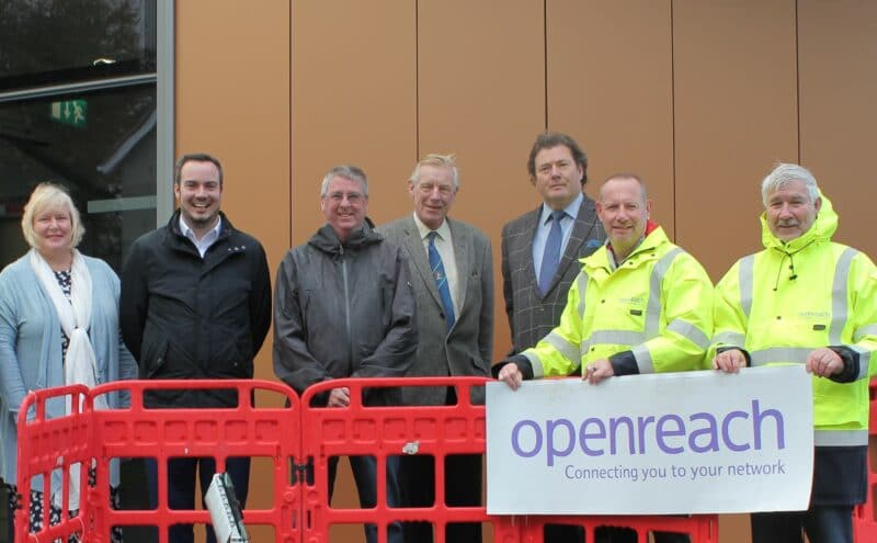 Photo of partners involved in installing fibre broadband in Topsham