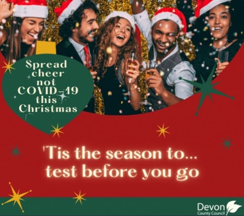 Christmas party, with the message, 'Tis the season to...test before you go'