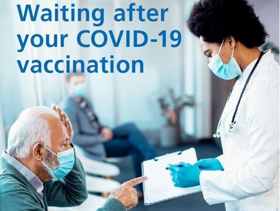 Waiting after your COVID-19 vaccination advert