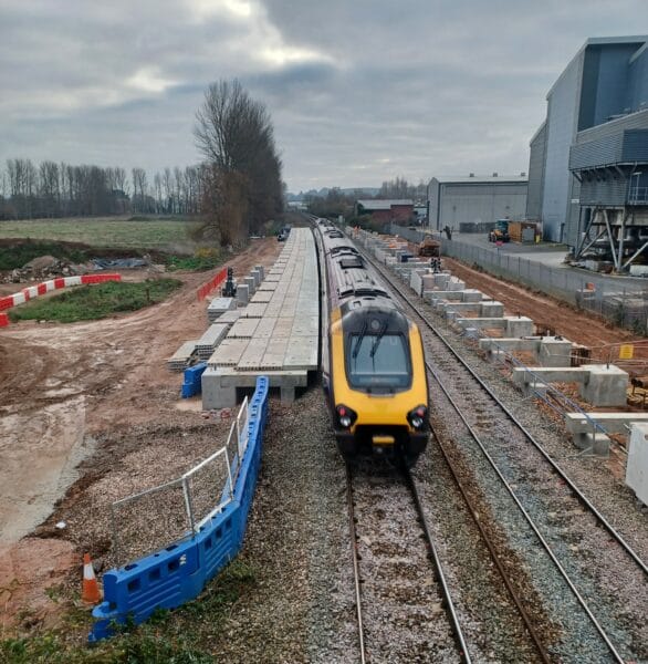Photo of progress at Marsh Barton railway station