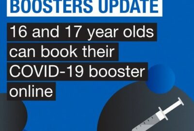 Booster Update - 16 and 17 year olds can book their COVID-19 booster vaccine