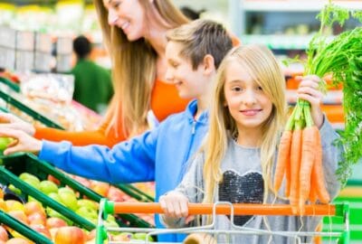 family shopping in supermarket
