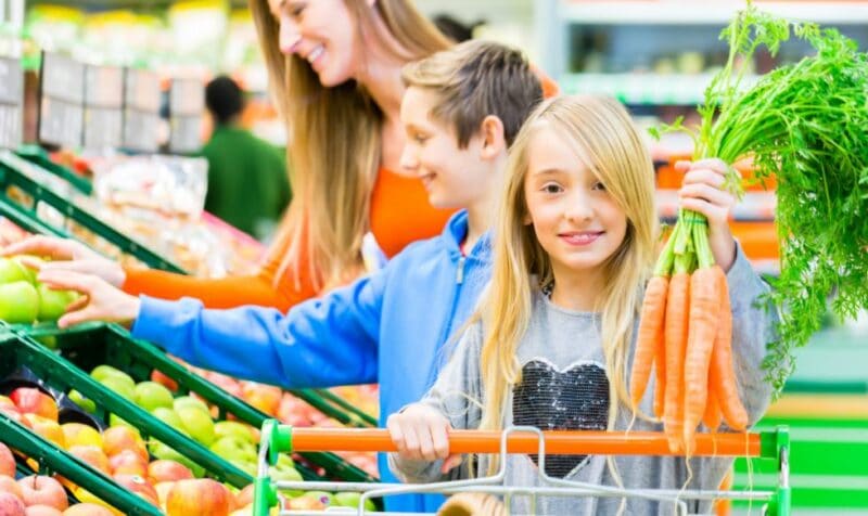 family shopping in supermarket