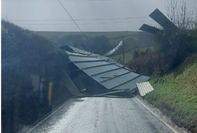 Roof on road