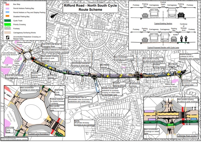 Technical drawing of Rifford Road Plans