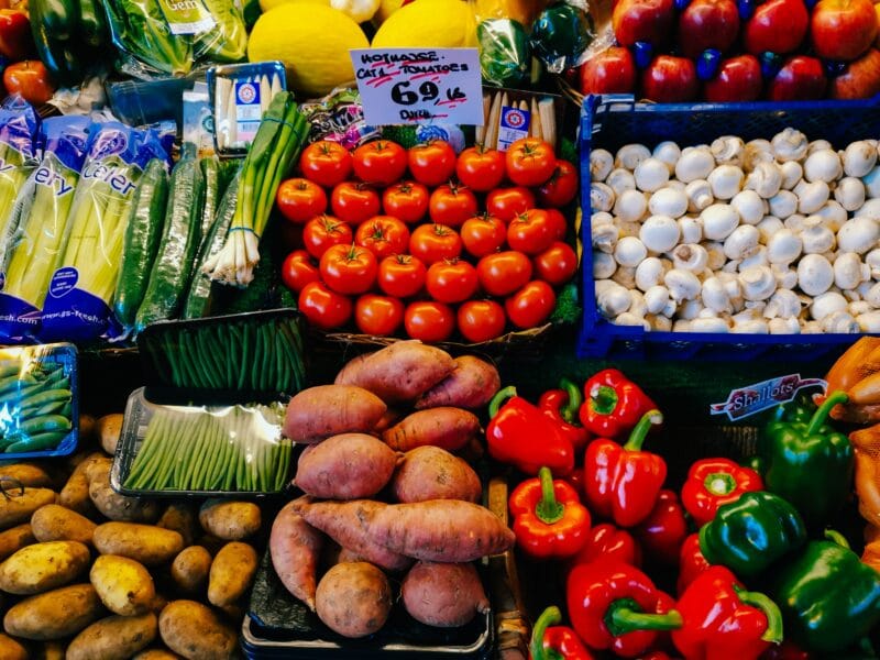 lots of fresh fruit and vegetables