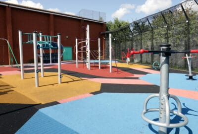 Outdoor play area at the Atkinson children's home