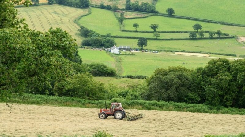 Tractor in Devon field