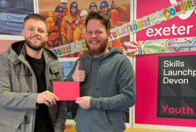 Tom Moodey, Youth Hub Support Officer, with Ezra Holman