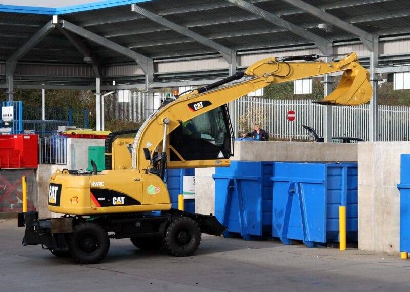 A large digger at Pinbrook Recycling Centre