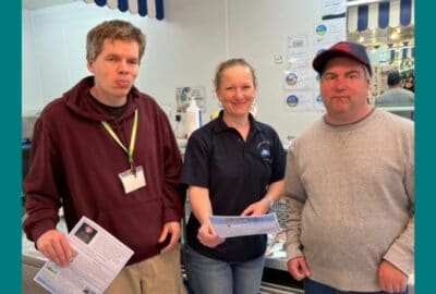 Thomas Janman, Emma Carter (from local fishmongers Catch of the Day) and Tristan Powlesland.