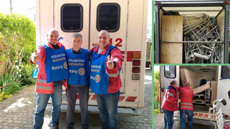 Pictures with Colin, members of Ukraine's Rotary and his van