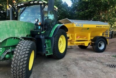 A tractor gritting vehicle