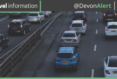 Travel information - image shows heavy traffic on a motorway